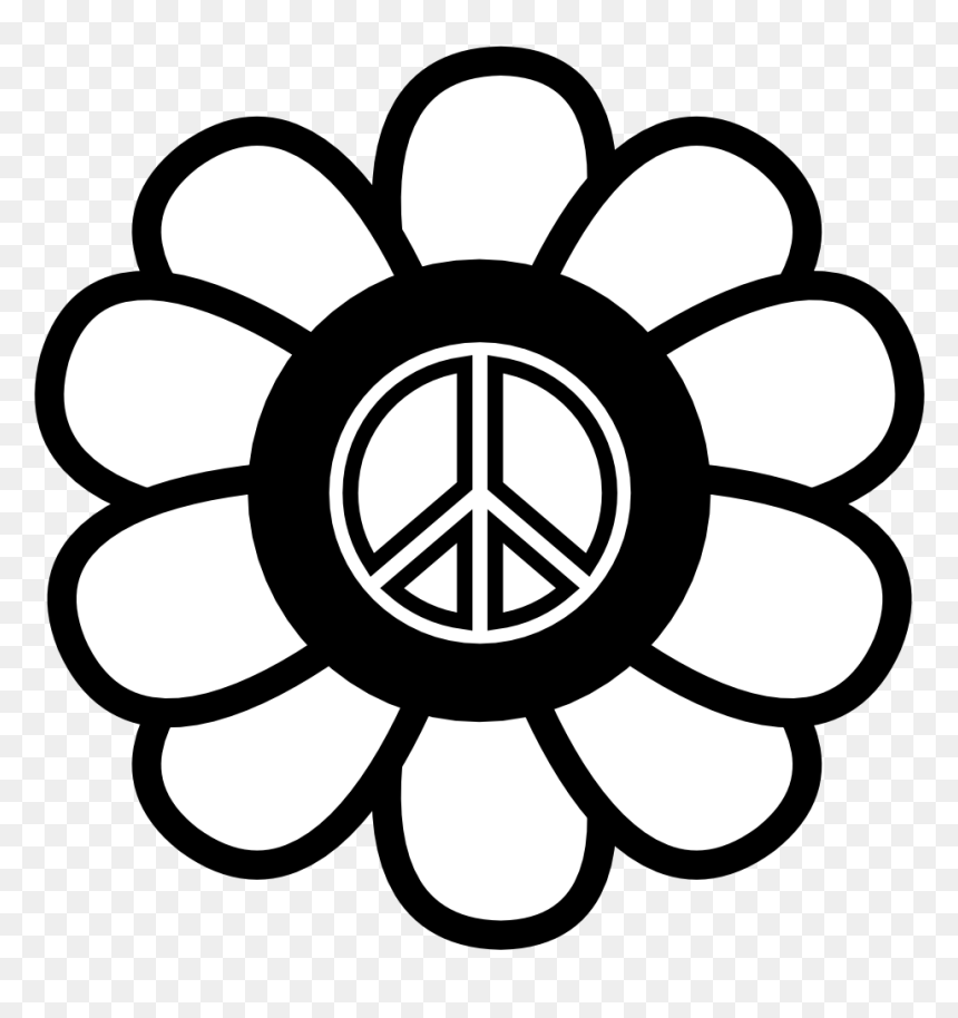 Hippie Clipart Hippie Bus, Hippie Hippie Bus Transparent - Peace Sign Clipart Black And White, HD Png Download - hippie png