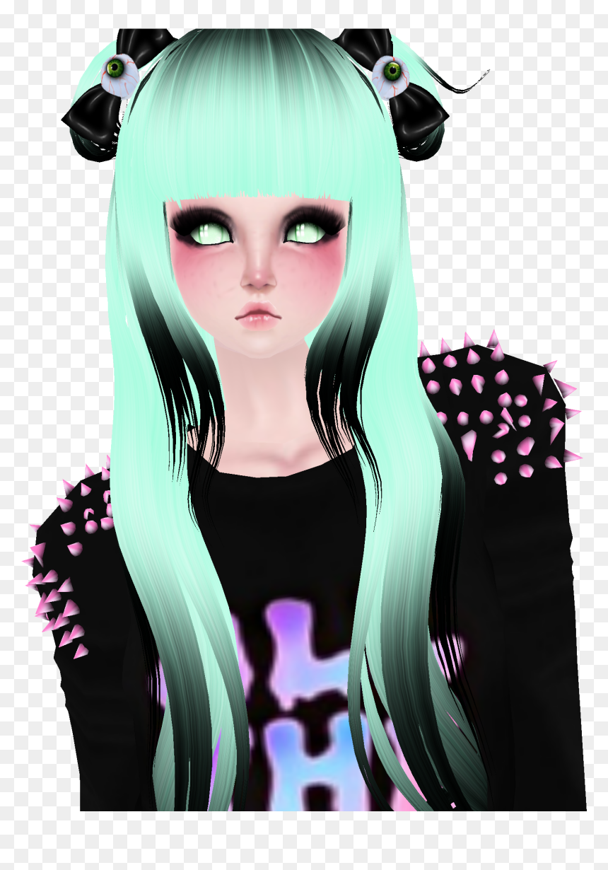 This Is A Female Imvu Pastel Goth Hair Style Mint And - Imvu Pastel Goth, HD Png Download - pastel goth png