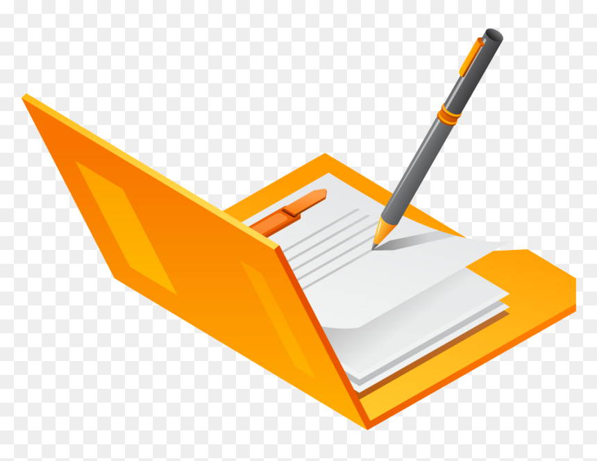 A Open Folder With Paper Pencil, HD Png Download - document png