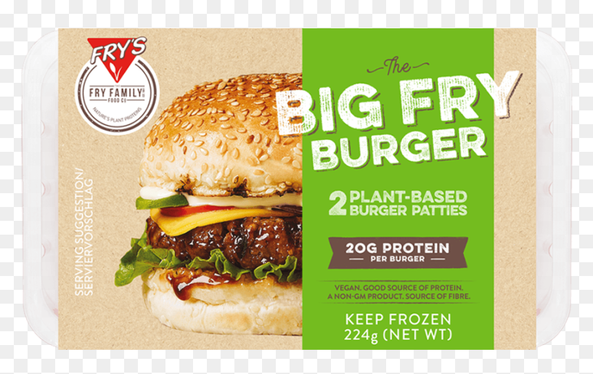 Fry's Plant Based Burgers, HD Png Download - veg burger png