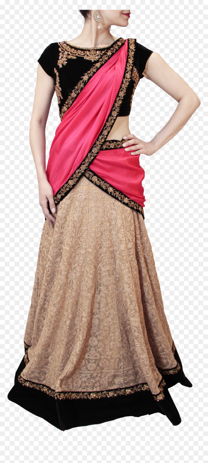 Lehenga-style Saree, HD Png Download - lehenga png