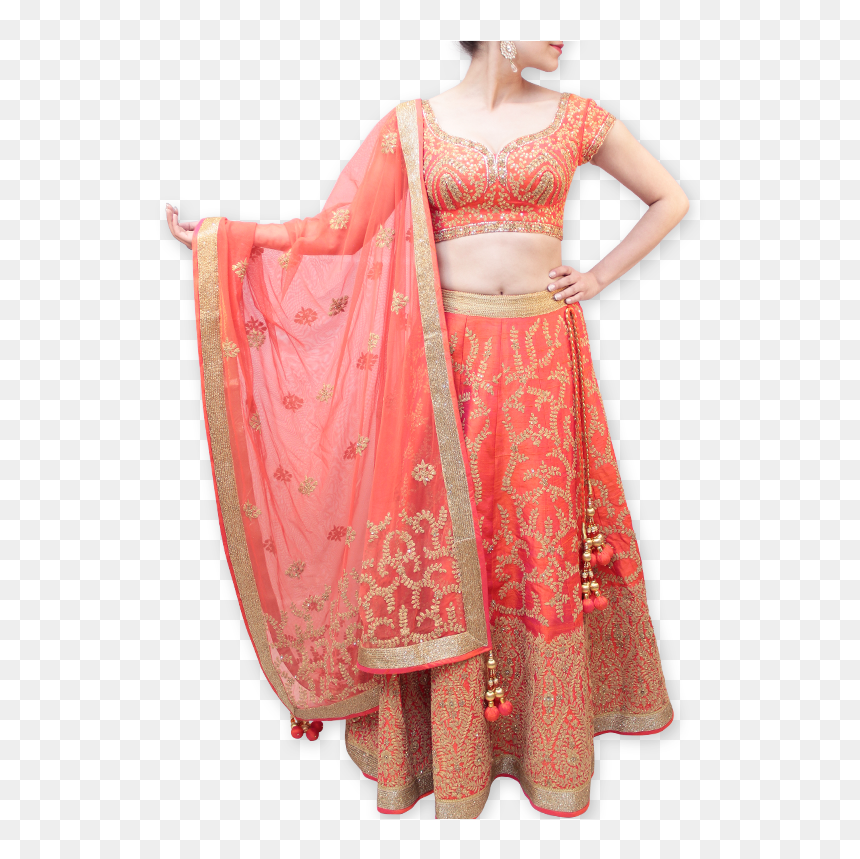 Styles Closet Orange Bridal Lehenga - Photo Shoot, HD Png Download - lehenga png