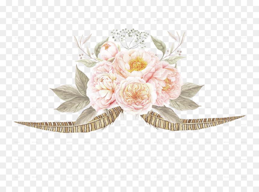 Flower Bouquet Border Clipart Clip 6 Vintage Floral - Flower Vintage Png Clipart, Transparent Png - flower bookey png