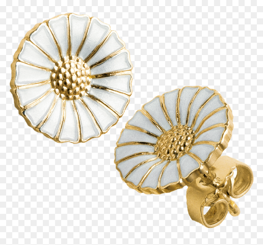 Gold Plated Sterling Silver With White Enamel - Georg Jensen Daisy Earrings, HD Png Download - indian gold jewellery necklace sets png