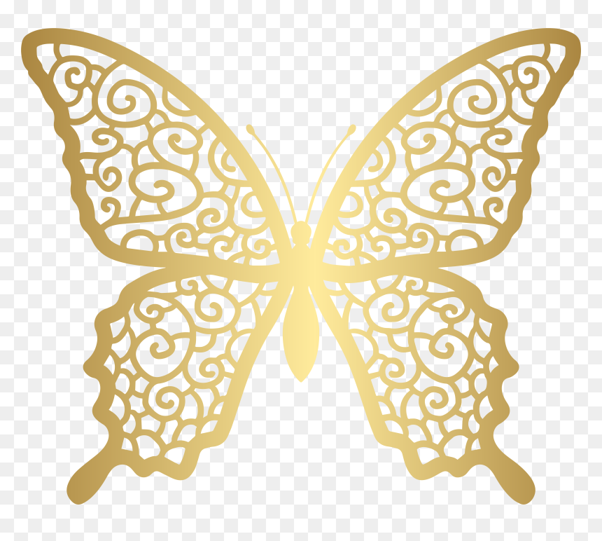 Gold Decorative Butterfly Png Clip Art Image, Transparent Png - butter fly png