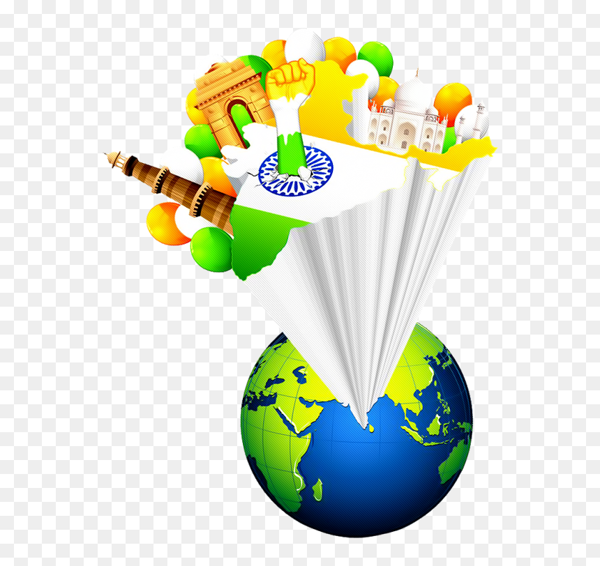Happy Republic Day India 3d Map With Globe - Republic Day India Png, Transparent Png - india globe png