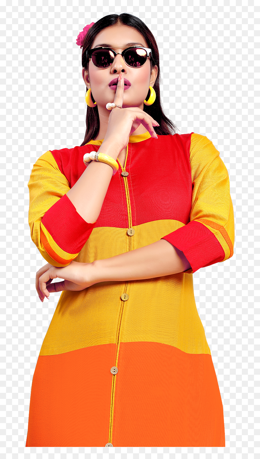 Yuri"s Multicoloured Cotton Straight Kurti - Girl, HD Png Download - kurti png