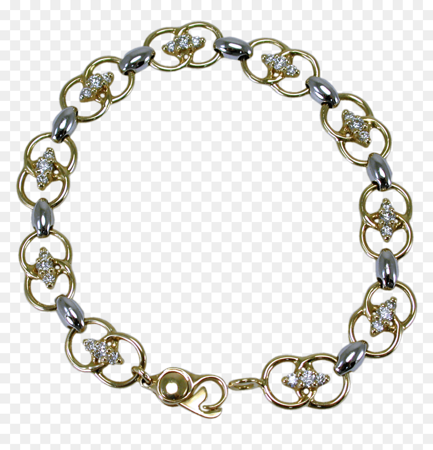 14k Gold Lady"s Two-tone Fancy Link Bracelet - Chain, HD Png Download - imitation jewellery png