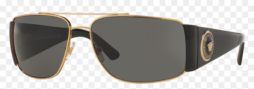 Men Sunglasses Png - Gold Black Grey Blue Lens Versace Ve2163, Transparent Png - men sunglasses png