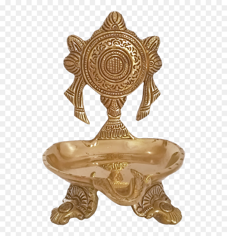 Well Desinged Sangu Chakara Brass Oil Lamp For Pooja - Antique, HD Png Download - murugan god png