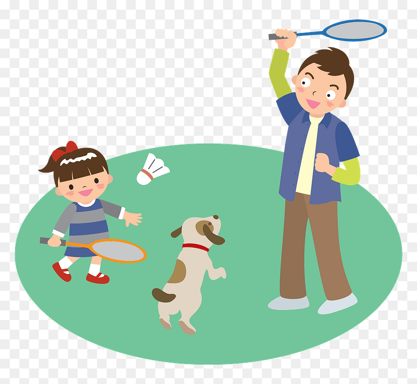 Badminton Father Daughter Dog Clipart, HD Png Download - badminton player png