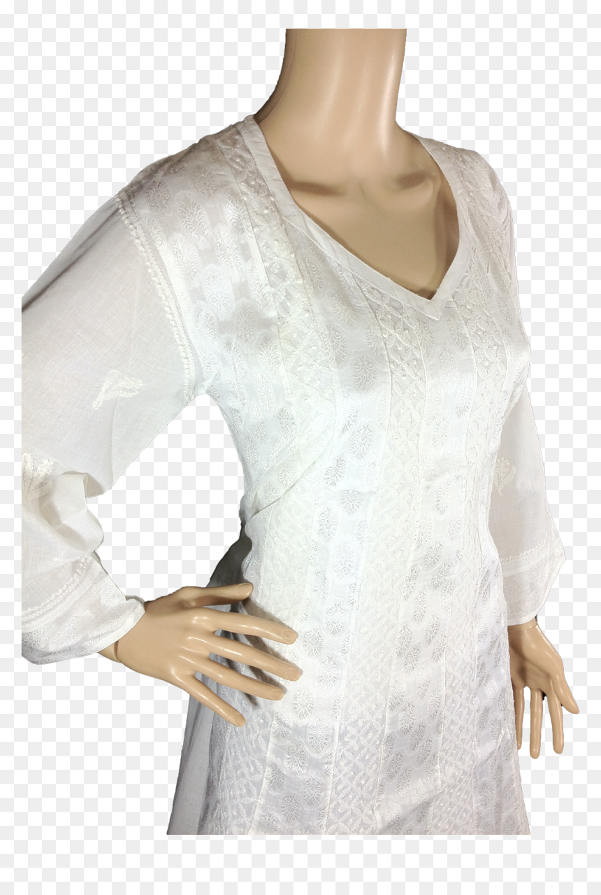 Chanderi White Kurti, HD Png Download - kurti png
