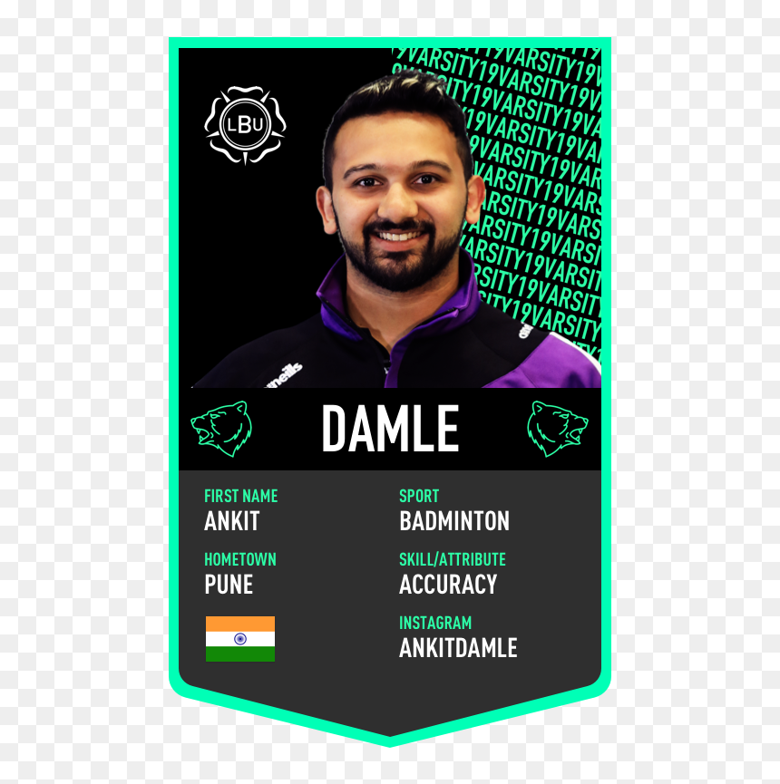 Ankit Damle Varsity Player Card - Poster, HD Png Download - badminton player png