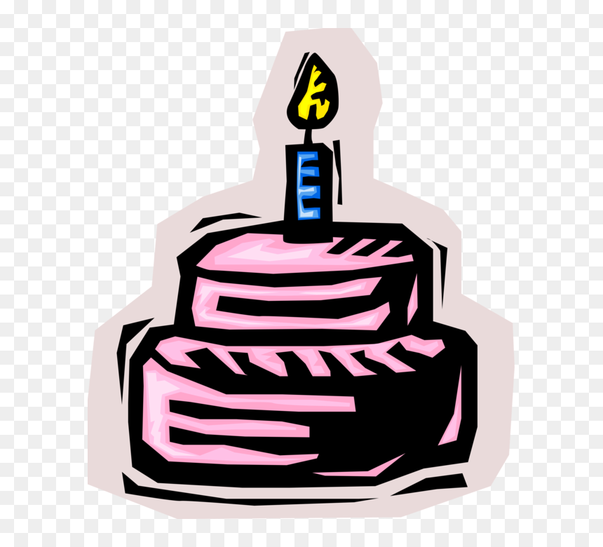 Vector Illustration Of First Birthday Cake With Lit, HD Png Download - 1st birthday candle png