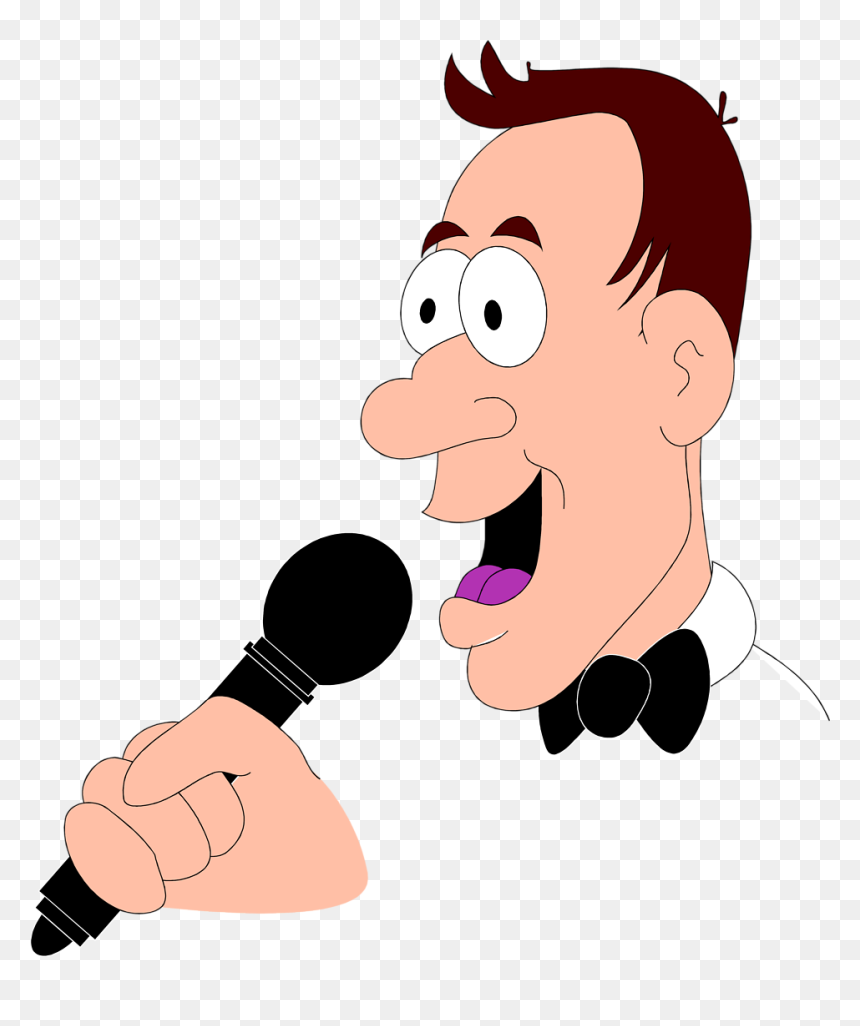 Transparent Singer Clipart - Commentator Cartoon, HD Png Download - singing mike png