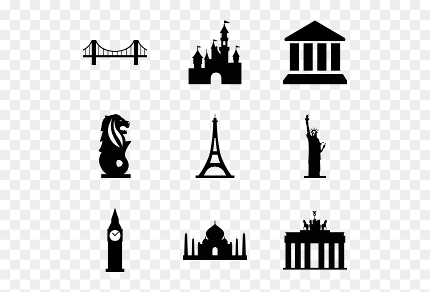 Asia Vector Landmarks - Landmarks Clipart, HD Png Download - taj mahal silhouette png