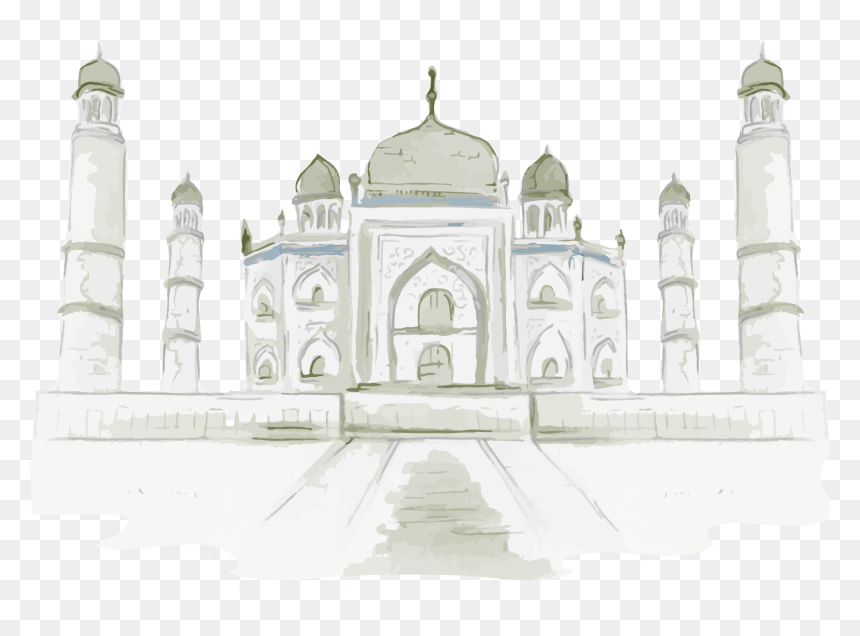 Monuments And Architecture Drawing, HD Png Download - taj mahal silhouette png