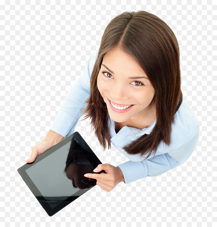 Smiling Business Woman Png Download - Woman With Tablet Png, Transparent Png - business woman png