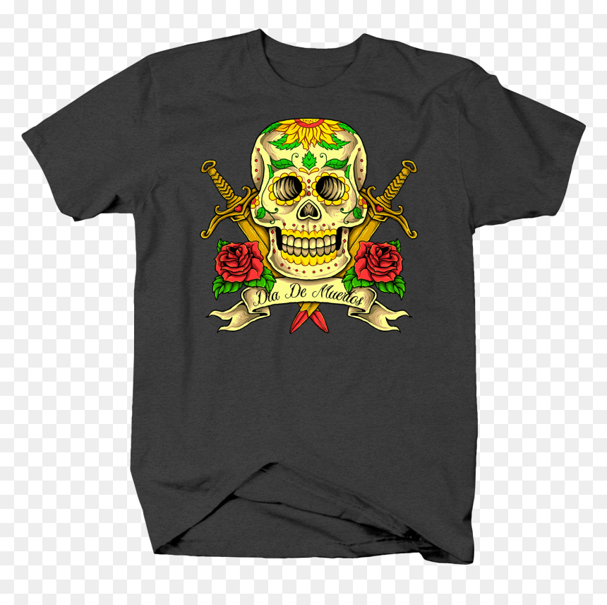 Dia De Los Muertos Sugar Skull And Swords Day Of The - T-shirt, HD Png Download - dia de los muertos png