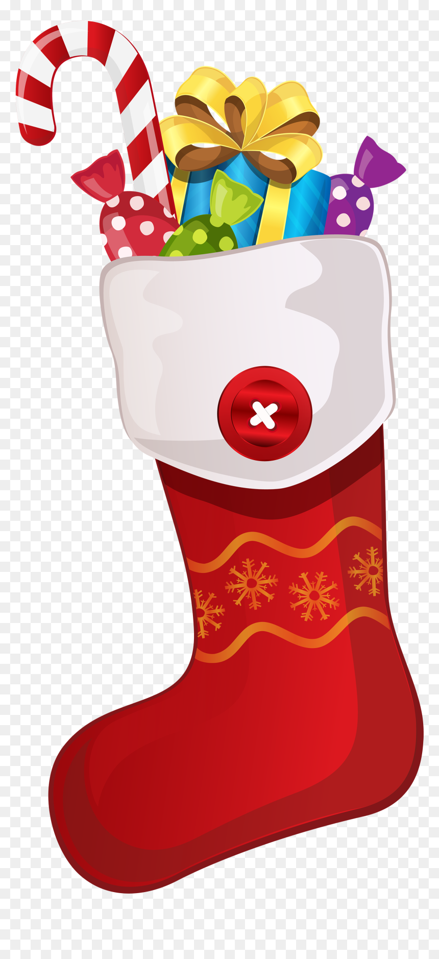 Red Christmas Stocking With Candy Cane - Christmas Socks Clip Art, HD Png Download - stocking png