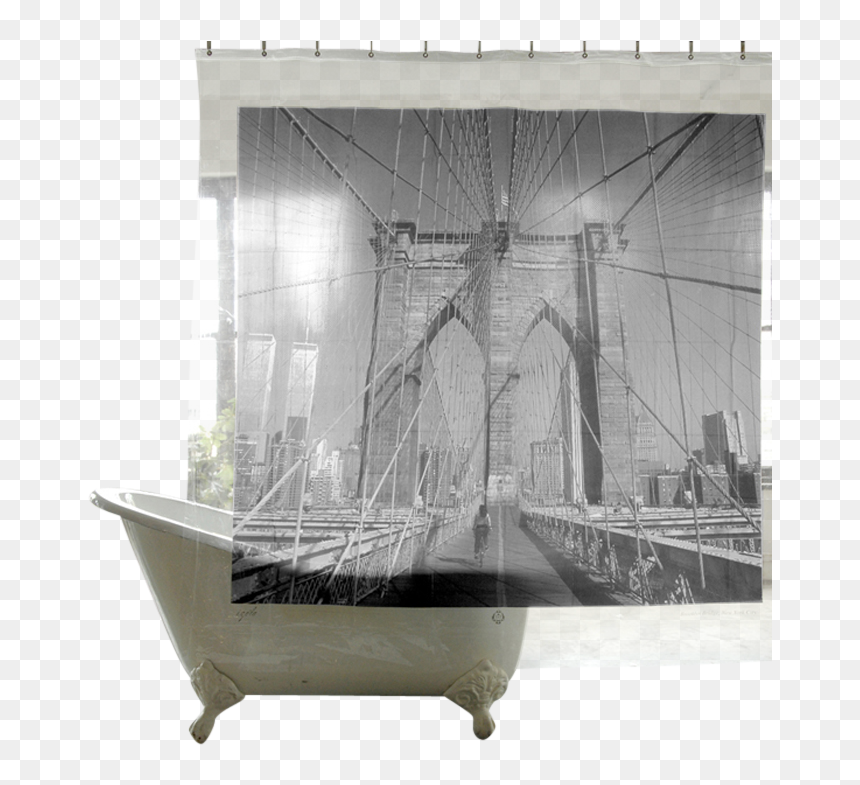 World Destinations Shower Curtains, Brooklyn-0 - Shower Curtain, HD Png Download - brooklyn bridge png