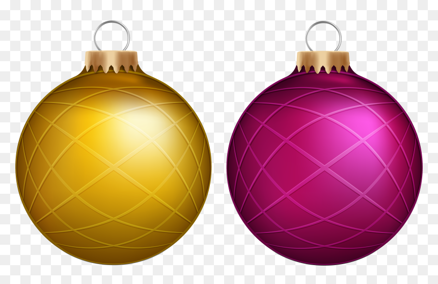 Yellow And Pink Christmas Balls Png Clip Art - Christmas Ornament, Transparent Png - balls png