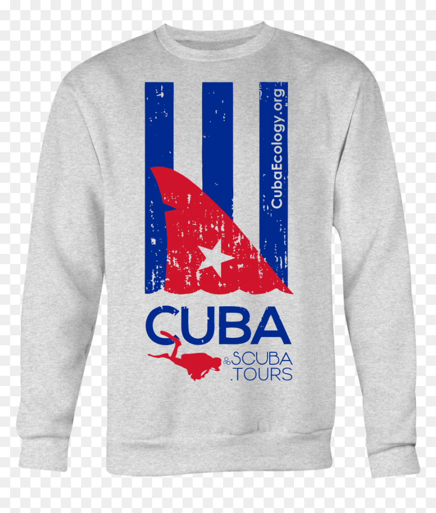 Cuba Scuba Shark Fin Flag - Long-sleeved T-shirt, HD Png Download - cuba flag png