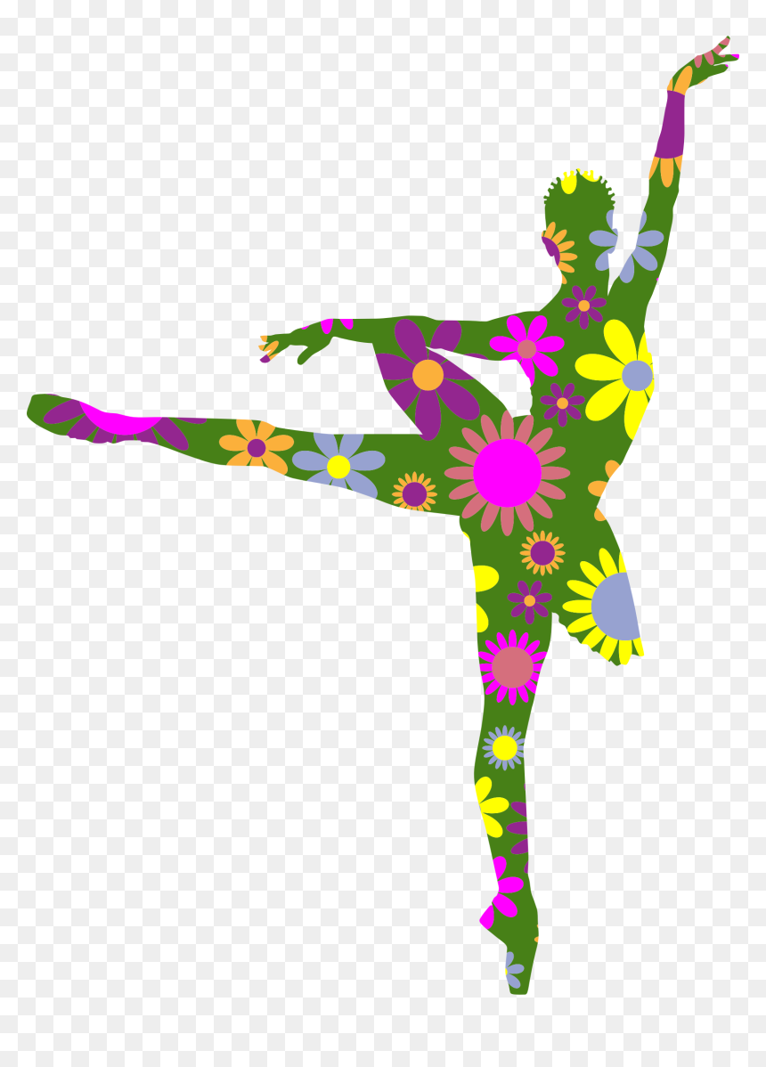 Retro Floral Braided Hair Ballerina Clip Arts - Floral Ballerina, HD Png Download - ballerina png