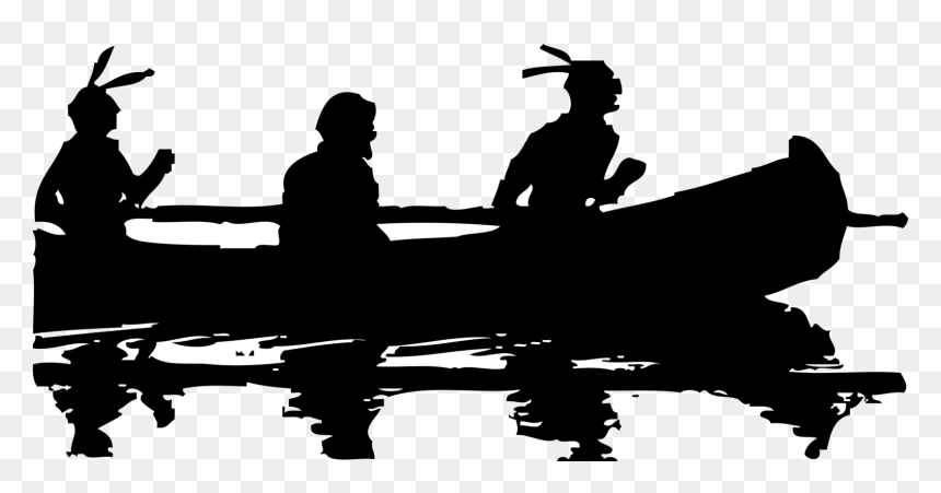 Canoe Native Americans In The United States Clip Art - Native American Canoe Silhouette, HD Png Download - fishing boat png