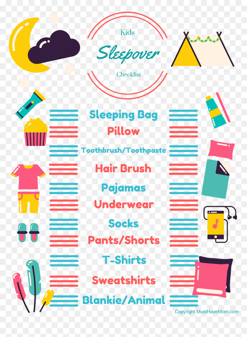 Free Printable Sleepover Checklist For Kids Kids Can - Sleepover Checklist Printable, HD Png Download - list png