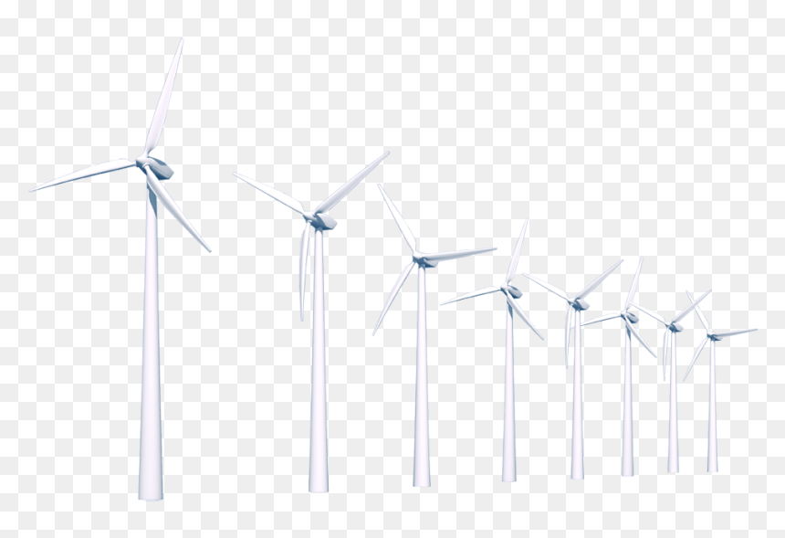 Row Of Wind Turbines Transparent Png - Wind Turbine, Png Download - wind turbine png