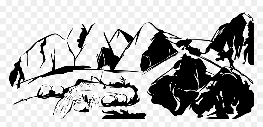 Moumtains With Wilder Pond Clip Arts - Mountain Png Black And White, Transparent Png - pond png