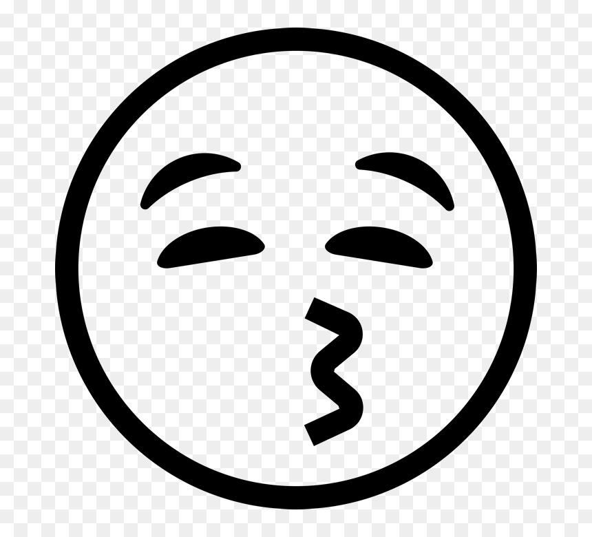 Kissing Emoji Rubber Stamp Clipart , Png Download - Black And White Kissing Emoji Png, Transparent Png - kiss emoji png
