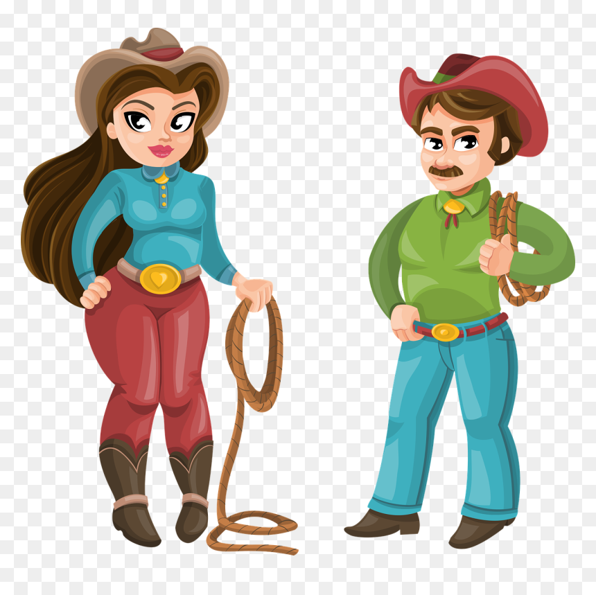 Cowboy And Girl Cartoon, HD Png Download - macho man png