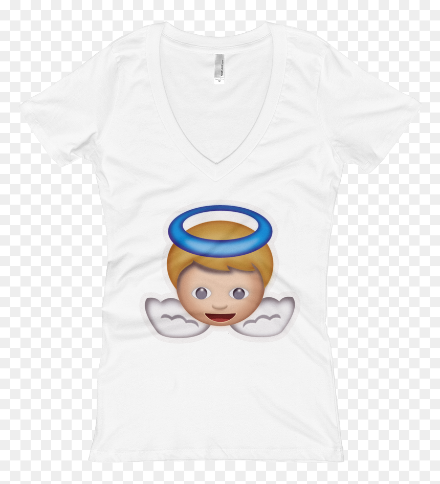 Women"s Emoji V-neck - T-shirt, HD Png Download - angel emoji png