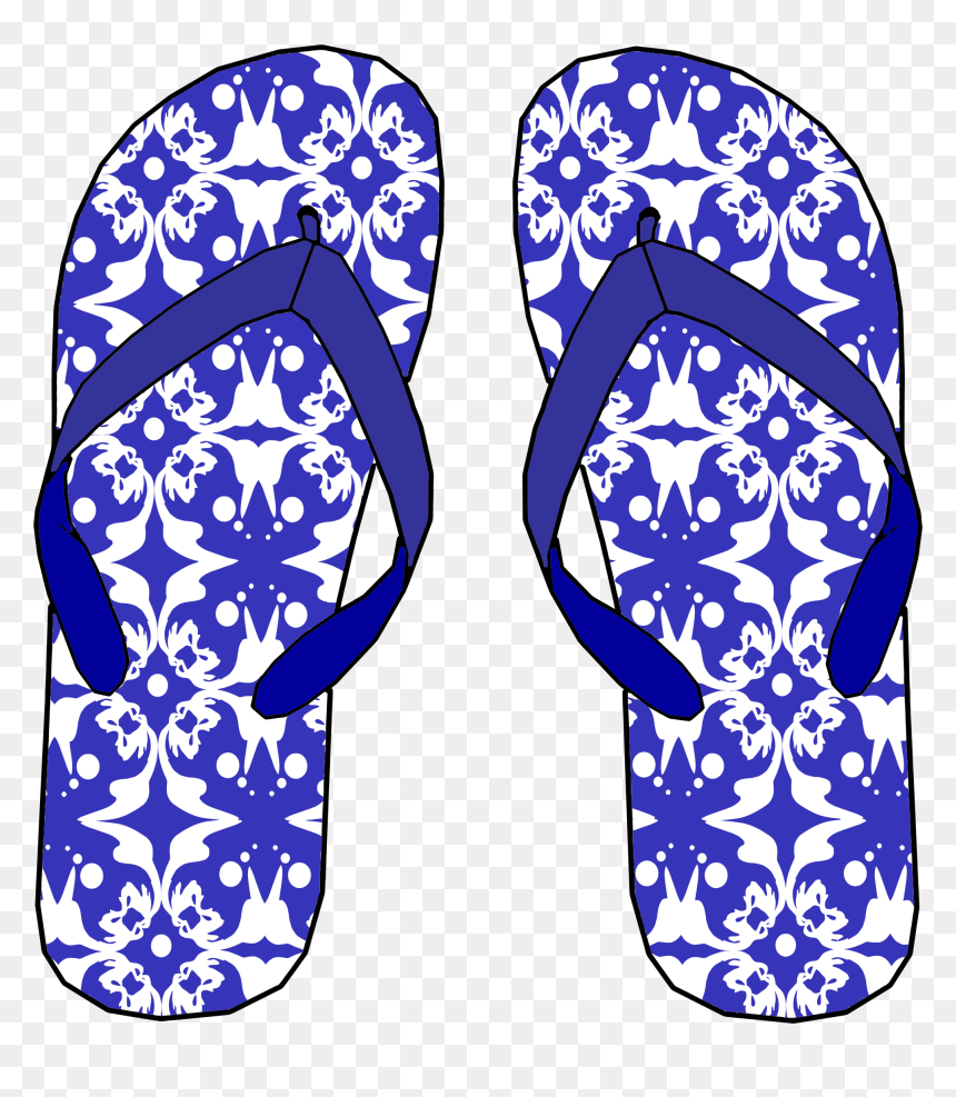 Blue Pattern Flip Flops Clip Arts - Pair Of Flip Flops Public Domain, HD Png Download - flip flops png