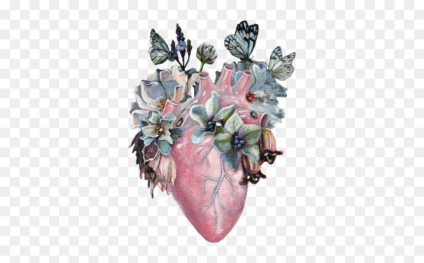 Realistic Heart And Flowers, HD Png Download - anatomical heart png