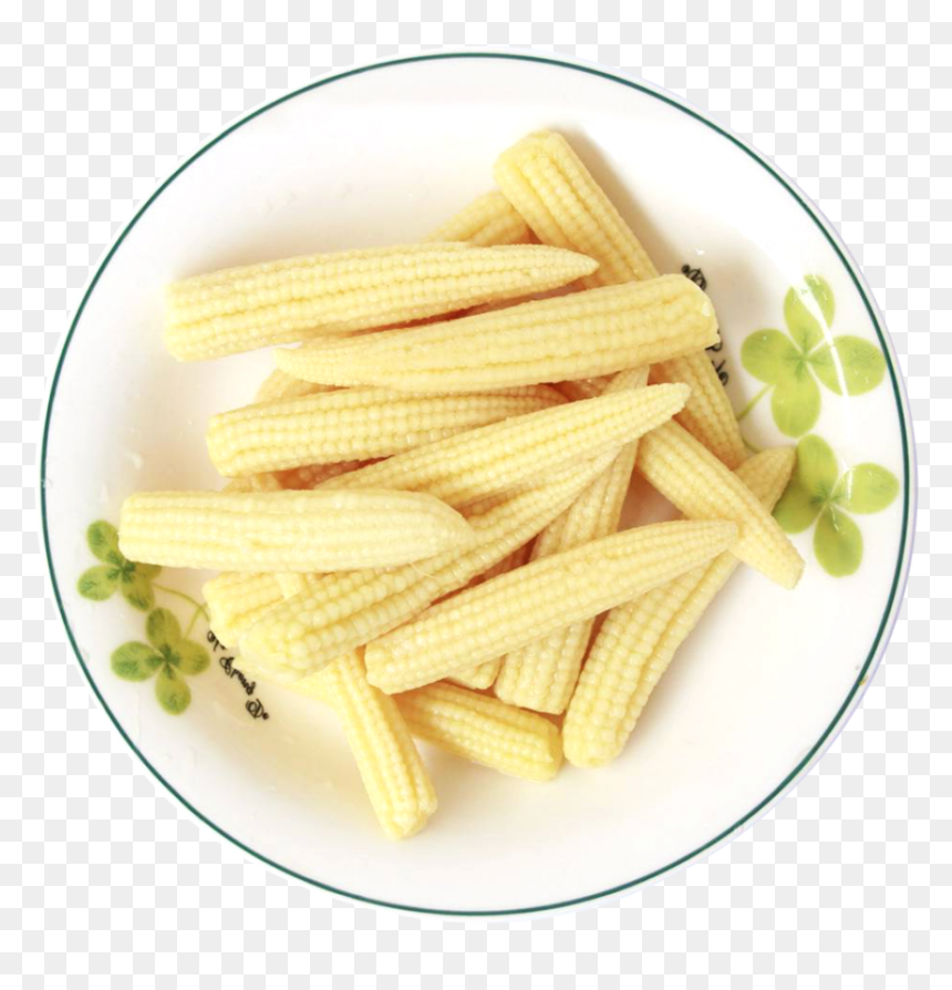 Fresh Baby Corns Served In A White Plate Png Image - Baby Mısır, Transparent Png - white plate png