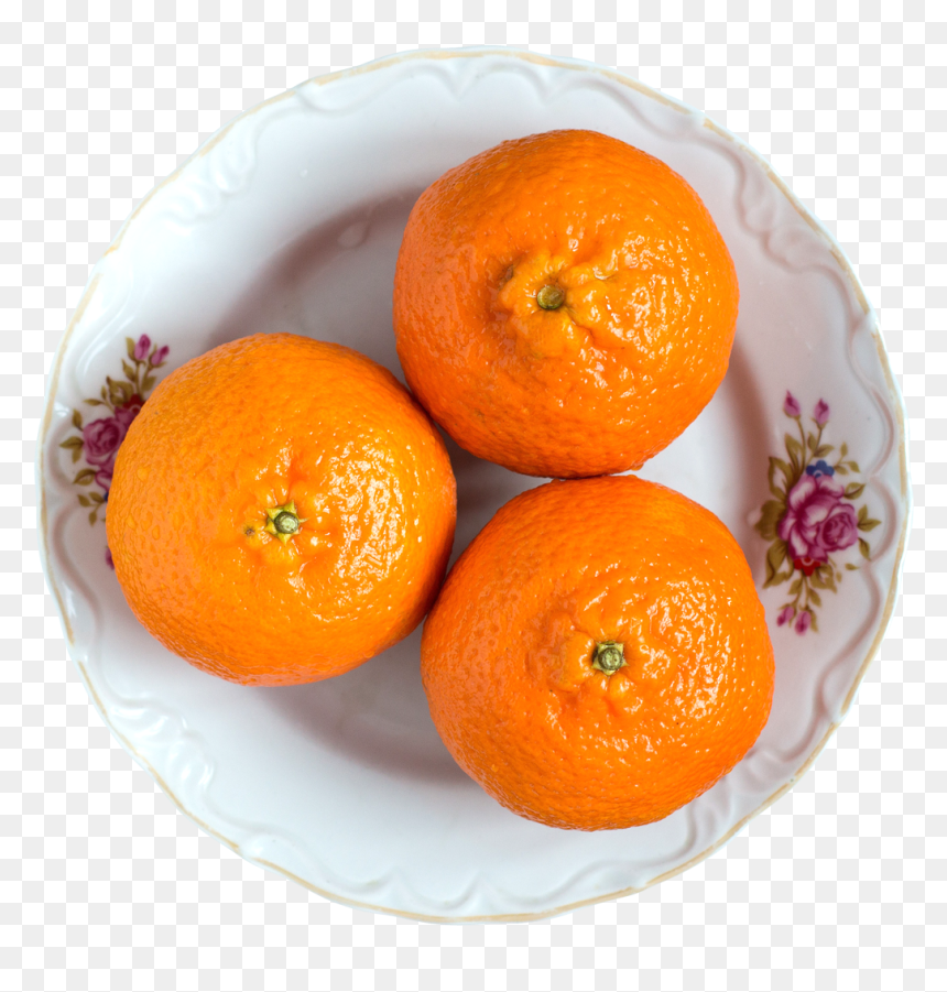 Download Juicy Tangerine Fruits On White Plate - Fruits Top View Png, Transparent Png - white plate png