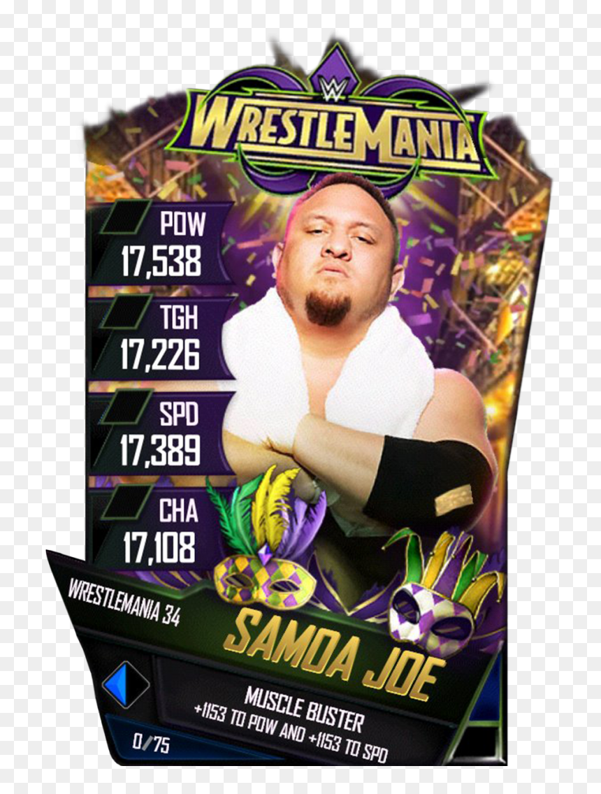 Samoajoe S4 19 Wrestlemania34 - Wwe Supercard Wrestlemania 34 Cards, HD Png Download - samoa joe png