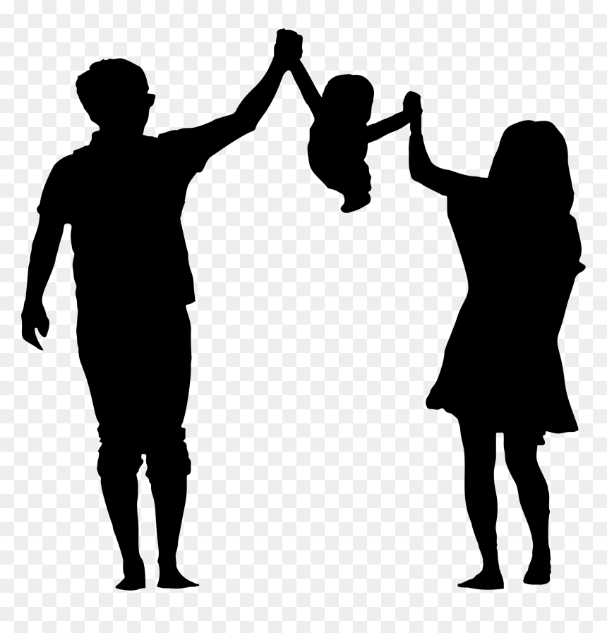 Parents With Child Silhouette - Parents And Child Silhouette, HD Png Download - children silhouette png