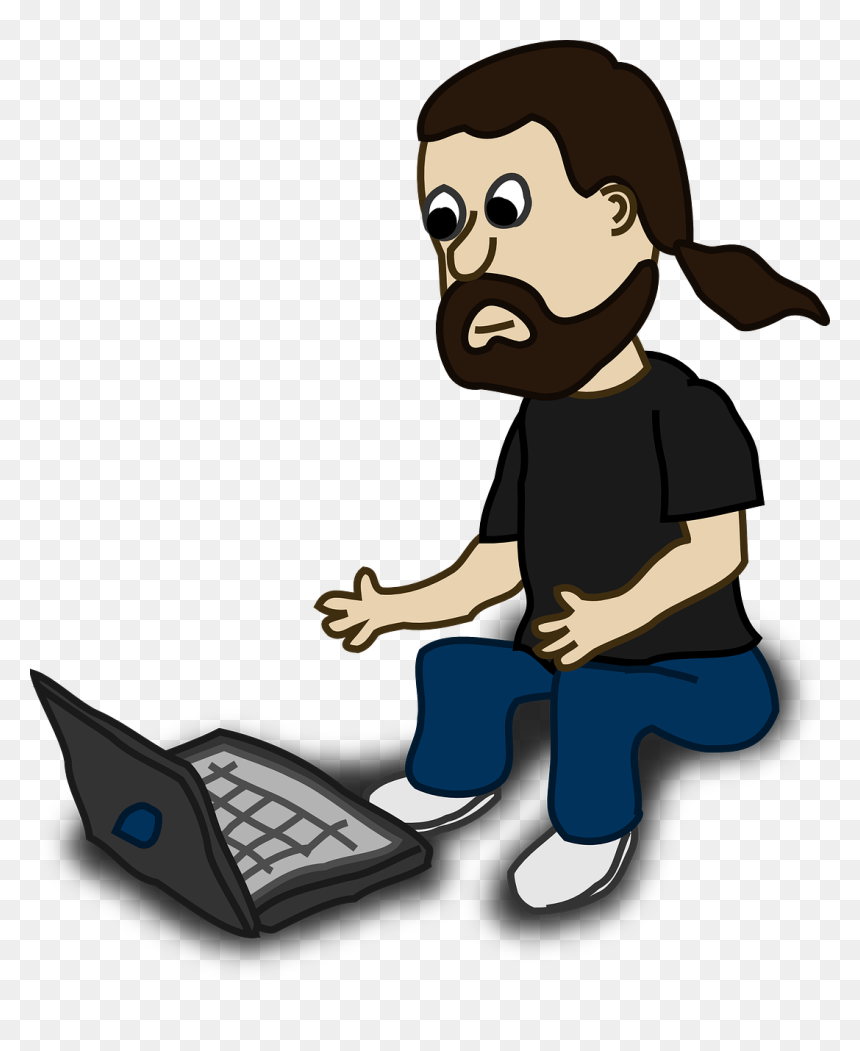 Man On Laptop Cartoon, HD Png Download - ponytail png