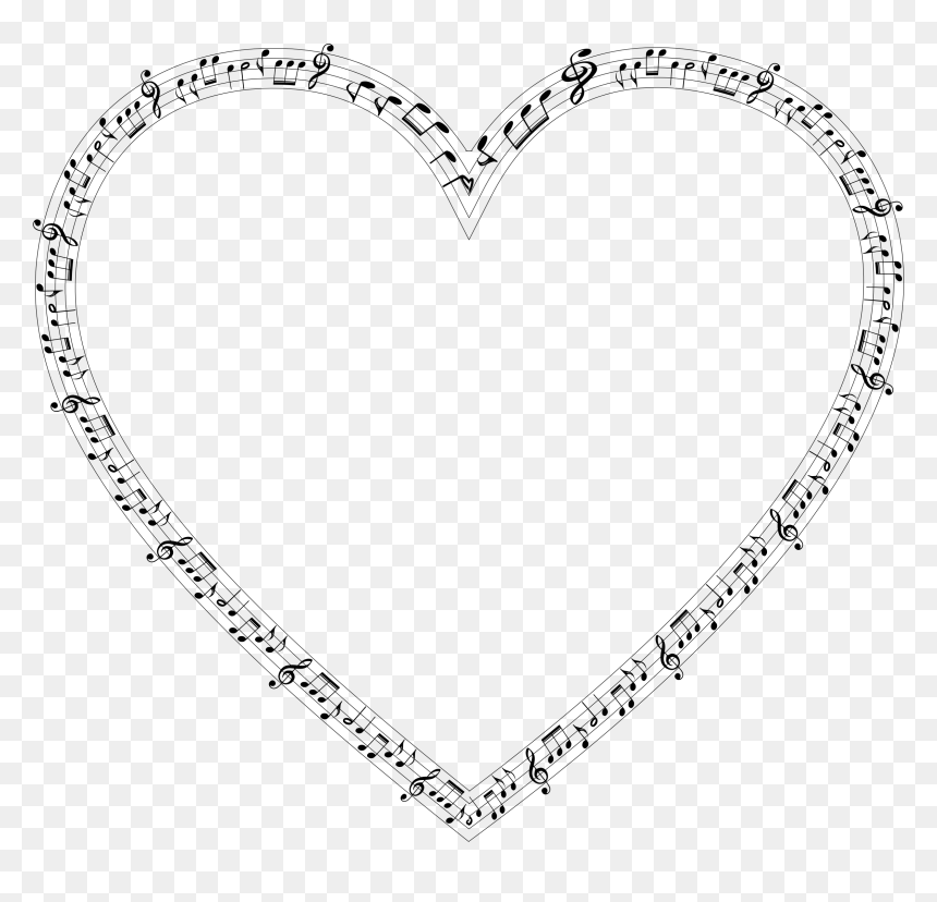 Music Heart Clipart Vector Royalty Free Clipart - Vintage Heart Clipart, HD Png Download - white music notes png