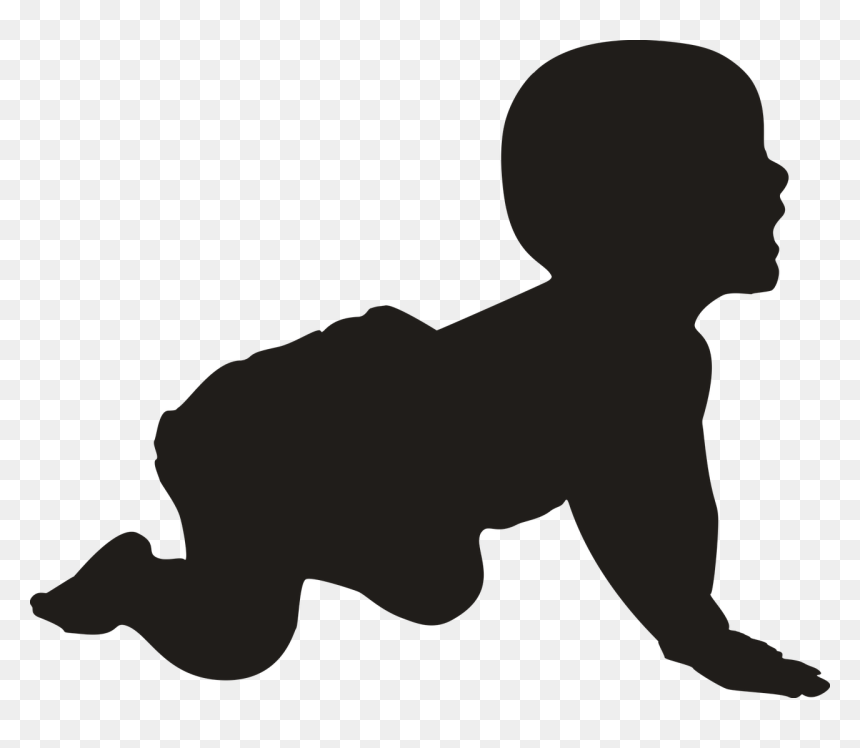Silhouette Baby Crawling Young Laughing Cute - Silhouette Baby Crawling Clipart, HD Png Download - children silhouette png