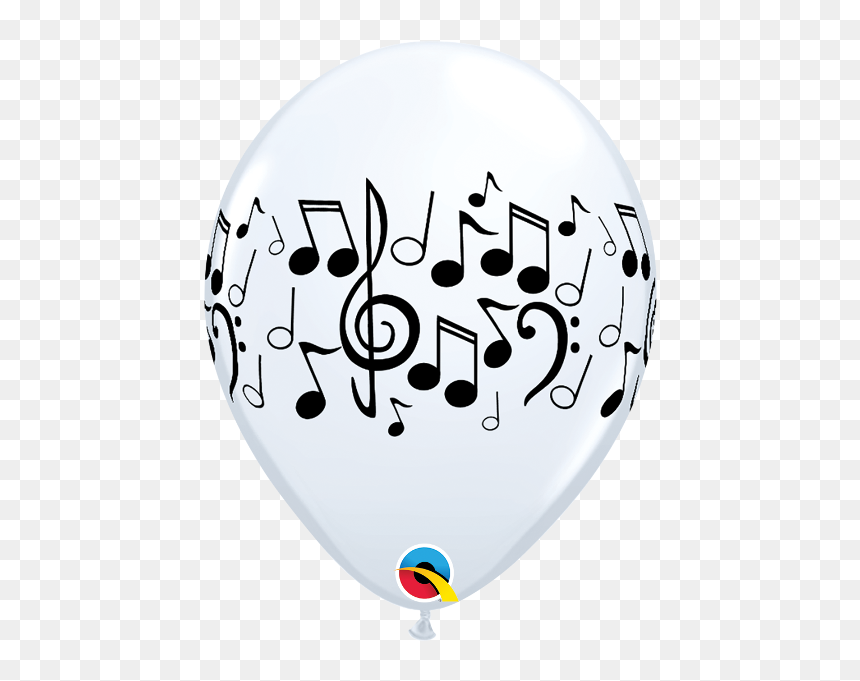 White Music Notes Latex Balloon - Balloons With Musical Notes, HD Png Download - white music notes png