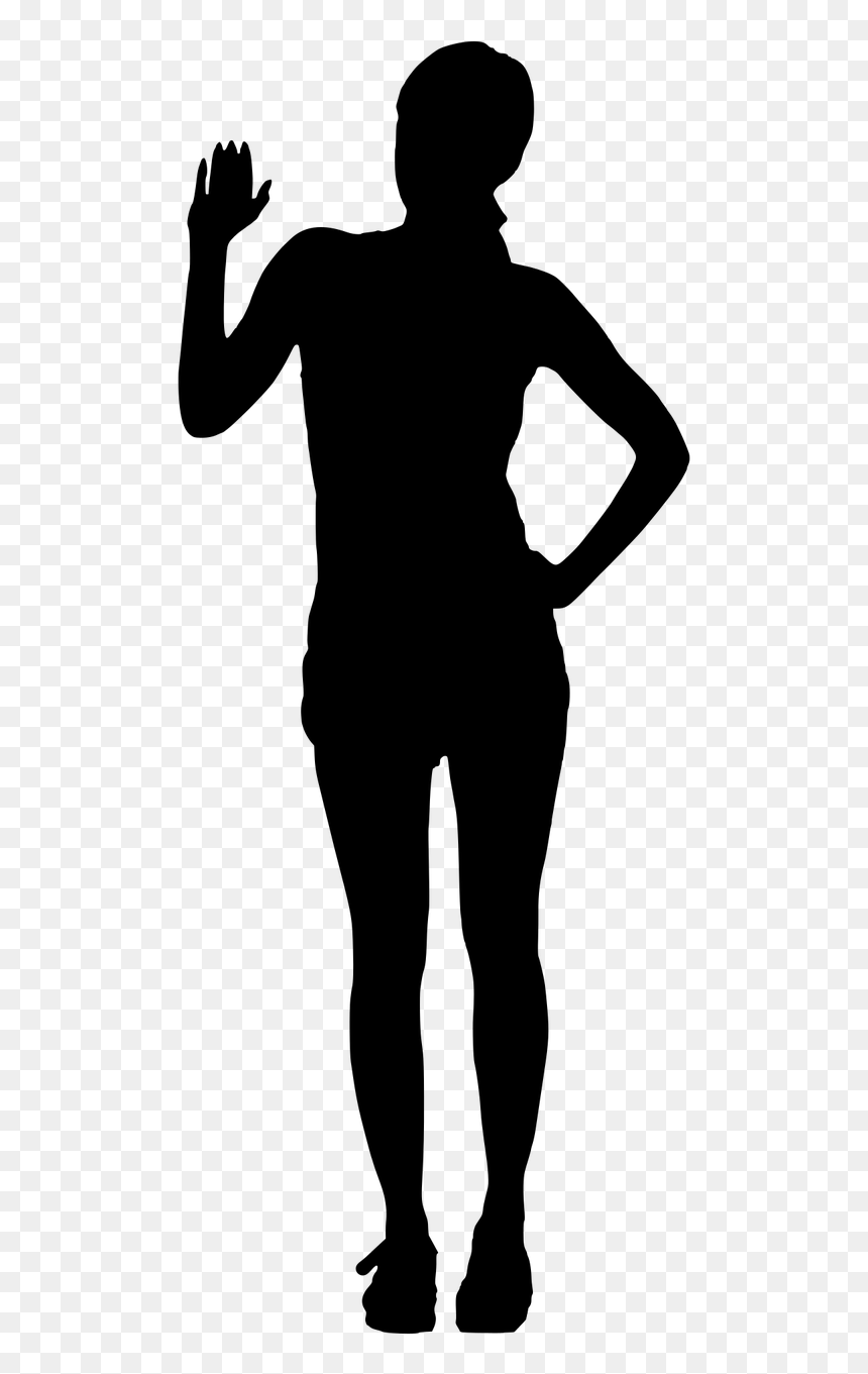 Png Silhouette Woman Raising Hand, Transparent Png - hand silhouette png
