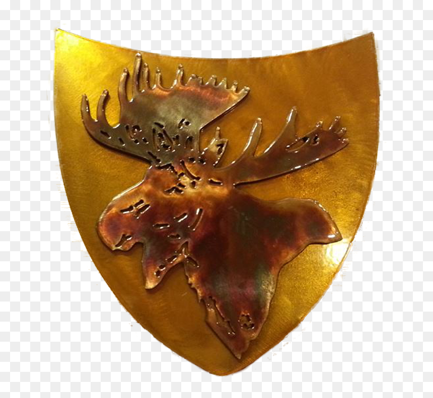 Antiqued Moose On Gold Shield Background - Shield With A Moose, HD Png Download - gold shield png
