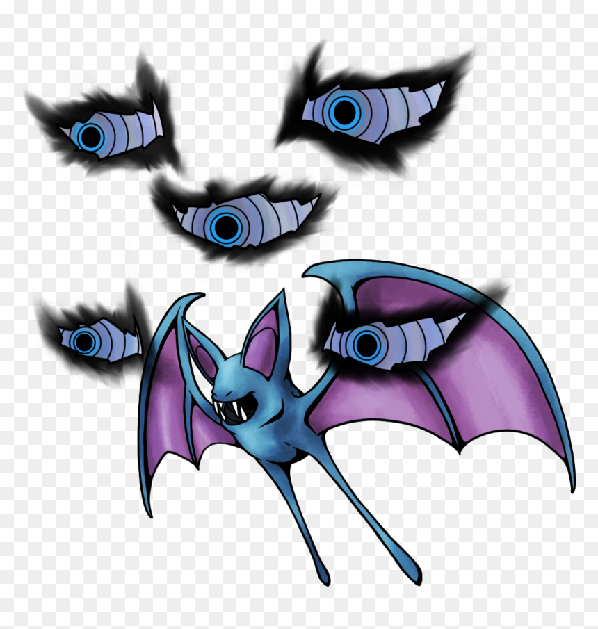 Zubat Used Mean Look Game Art Hq Pokemon Art Tribute - Zubat Used Confuse Ray, HD Png Download - zubat png