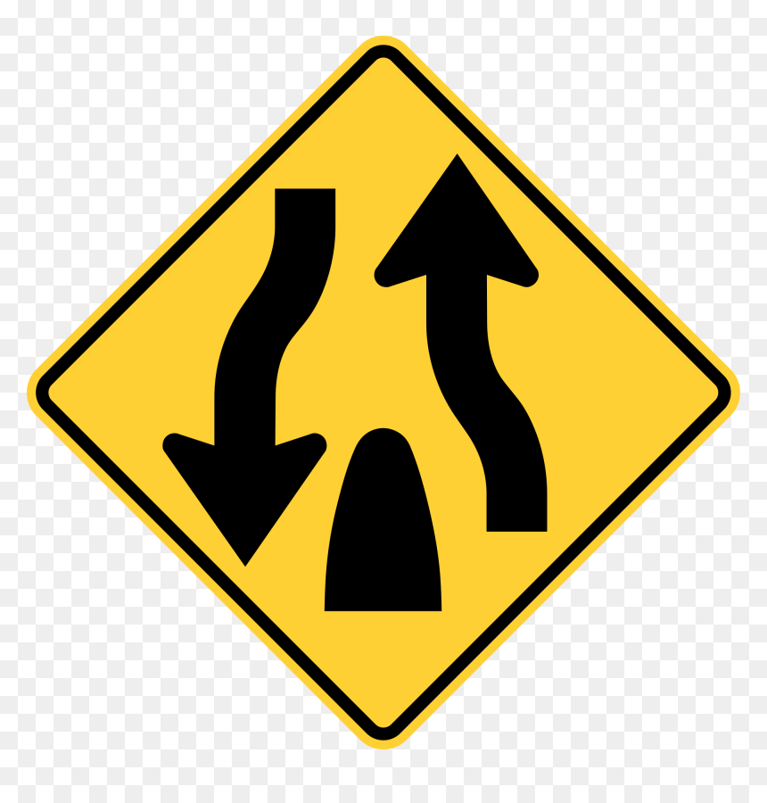 Divided Highway Ends Sign Png Clipart , Png Download - Divided Highway Ends Sign, Transparent Png - highway sign png