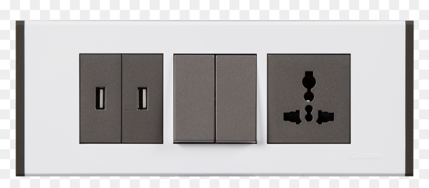8 M White Plate With Grey Colour Trim - Light Switch, HD Png Download - white plate png